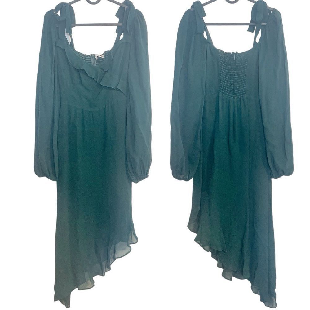 Reformation Breeze Cold Shoulder Midi Dress in Emerald 2 - Picture 3 of 6